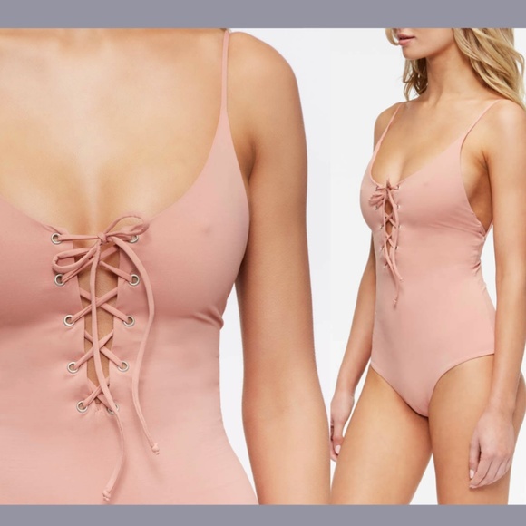 NWT TAVIK [ Medium ] Monahan Lace Up One Piece Swimsuit in Rose Dawn‎ - Picture 2 of 12